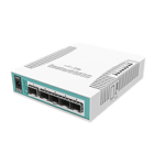 Mikrotik crs106-1c-5s switches suppliers in dubai | uae | africa | mena 1257 m | The Cloud Router Switch 106-1C-5S is a desktop
size smart switch, equipped with one Gigabit
Ethernet / SFP combo port and five 1.25Gbps SFP
cages. The package includes a power supply.
Powered by a 400MHz CPU and 128MB RAM, it
runs RouterOS with a L5 license and supports 11-
30V power.