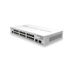 Mikrotik crs326-24g-2s+in switches suppliers in dubai | uae | africa | mena 1938 m | A home network setup doesn’t have to be a compromise. This compact and quiet switch is packing some serious server room grade features: a pair of 10G SFP+ cages, 512 MB of RAM, 24 Gigabit Ethernet ports and a sufficient built-in CPU that can handle basic home user needs such as firewall, NAT and even some VPN. And it is extremely affordable – we are keeping the price on par with the previous generation desktop switches!